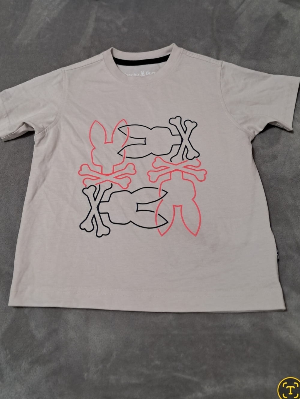 Psycho Bunny Rodman Short Sleeve Boys Graphic Tee Bunny Cotton Sz 5-6 XS